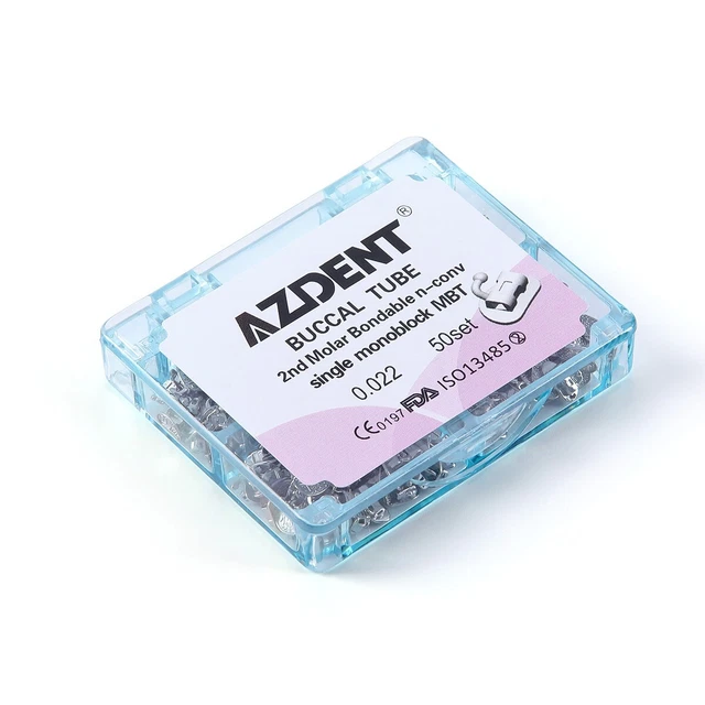 200pc AZDENT Dental Orthodontic Buccal Tube 2nd Molar Bonding Non-Conv MBT 0.022