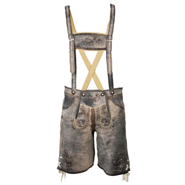 Pantaloni folcloristici in pelle bambini pantaloni in pelle Michel corti marrone antico costume tradizionale MS