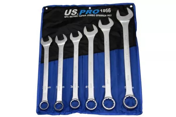 US PRO 6 piece Super Jumbo Combination Spanner Set Wrench 33-50mm 1866