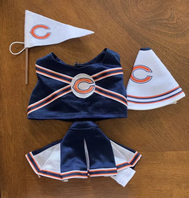 Build A Bear 4pc Chicago Bears Cheerleading Outfit Orange and Blue -Used