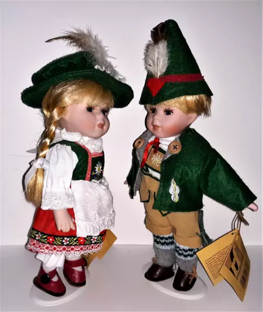 Set of 2 Dolls Boy & Girl RF Germany #116847 Porcelain /Fabric Aprx 9" Tall