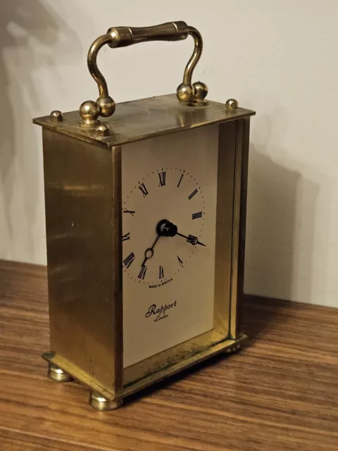 Vintage Rapport London Solid Brass Cariage Clock Battery 3