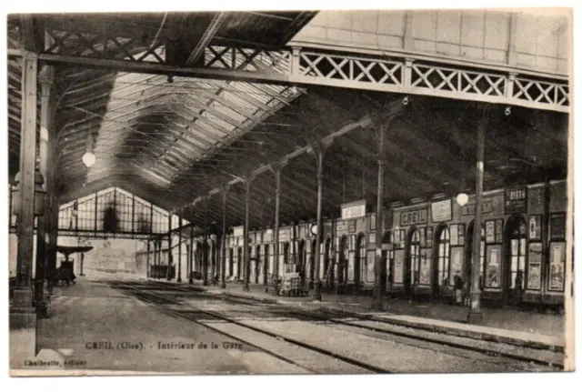 Cpa Animee Back Green / 60 Oise / Interior Creil Of The Station 1922