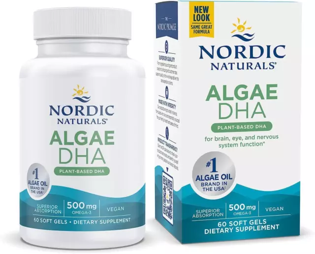 Nordique Naturals Algues Dha 500mg 60 Gélule, Cerveau Santé, De L'Œil & Vision