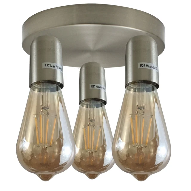 Flush Mount Ceiling Light E27 Holder 3 Light Bulbs Bed Room Dining Hall Fitting