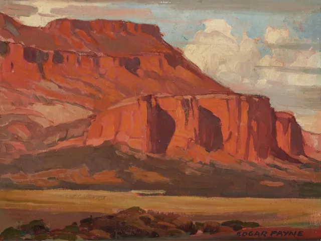 Red Mountain Western Landscape 18 x 24 in Rolled Canvas Print Old West Painting