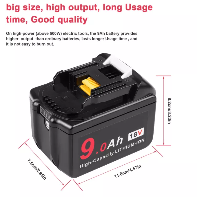9.0AH For Makita 18V Battery BL1890 BL1860 BL1850 Cordless Tools / Charger 3