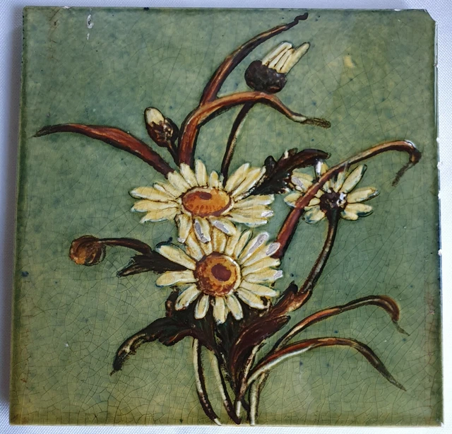 Rare Arts & Crafts Hand Painted  Majolica Tile. Pilkingtons. C1900.