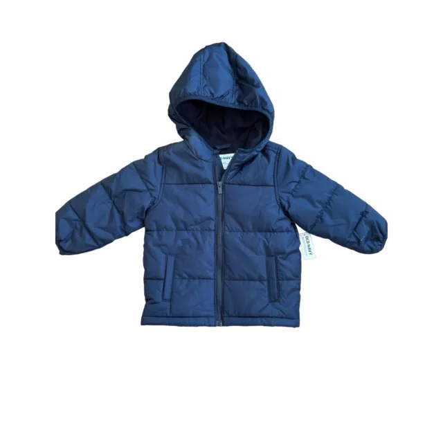 Old Navy Boys Puffer Coat Hood Jacket Toddler Navy Blue Size 3T