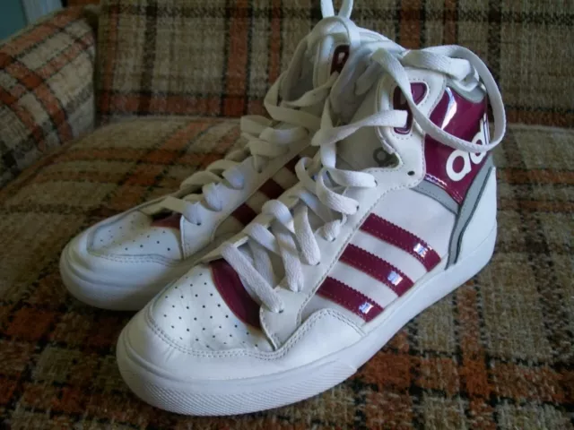ADIDAS WOMENS 7 Extaball Red Stripe White Basketball Hightops ART B35353 45.00 PicClick