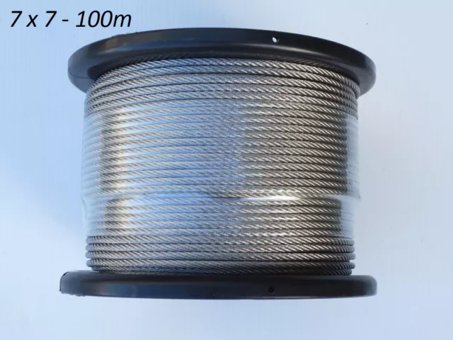 100m Marine Stainless Steel 316 Cable Wire Rope Decking Balustrade 7 X 7 3.2mm