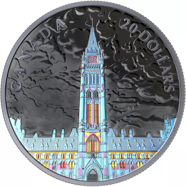 Canada 2019 Lights of Parliament Hill $20 1 Oz Silver Colored Proof Coin Mint