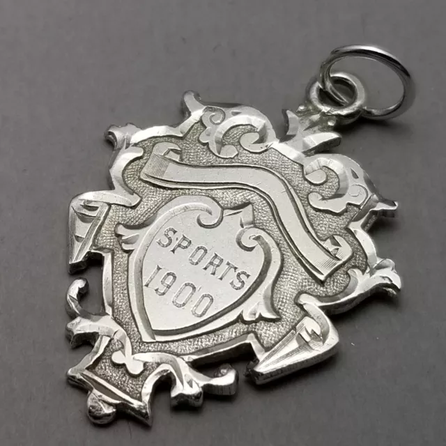 Antique Solid Sterling Silver Fob Medal Pendant Hallmarked Birmingham 1899 6.5g