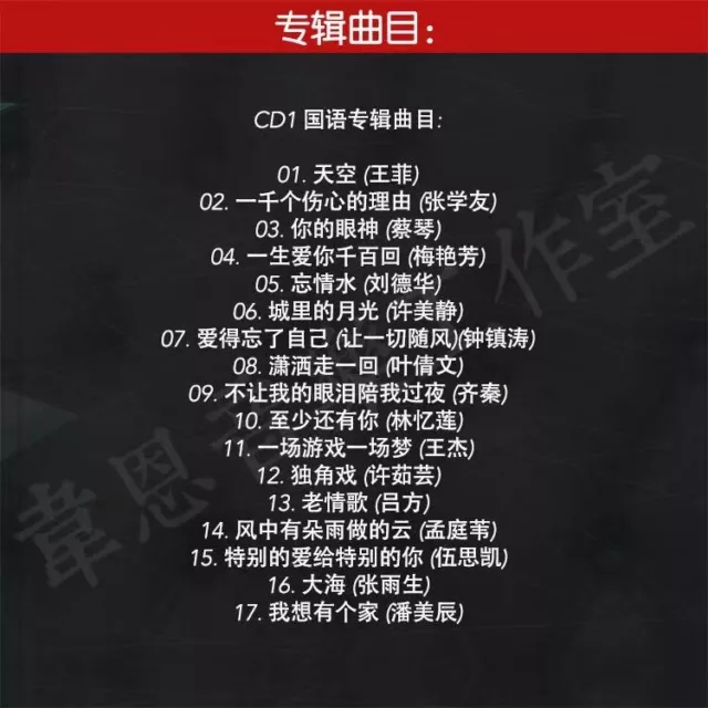 2CD Chinese pop singer Music Cd Songs Car Disc 华语金曲 试音国语粤语经典发烧测试中文老歌精选音乐CD碟片 3