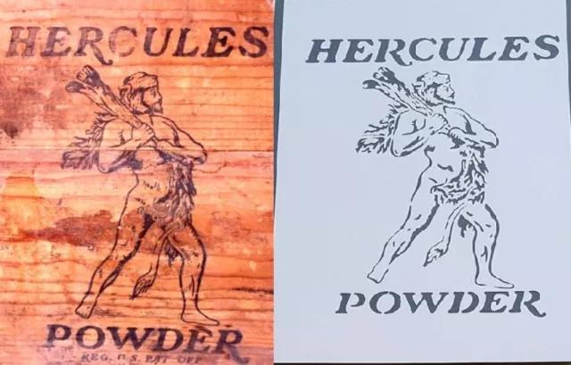 A3 Old Vintage Hercules Powder Gun Crate Wood Box  Airbrushing Stencil Army