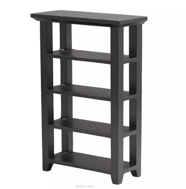1:12 Dollhouse Miniature Furniture Black Wood Display Cabinet Bookshelf Rack