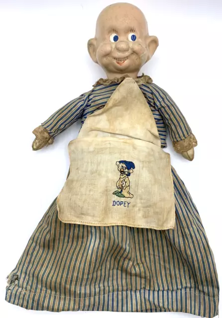 Walt Disney Enterprises Dopey Hand Puppet Composite Doll 1930s Snow White Dwarf