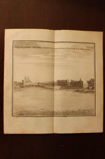 ✒ 18e Gravure PARIS vue prise de l'île Notre Dame vers l'île de la Cité
