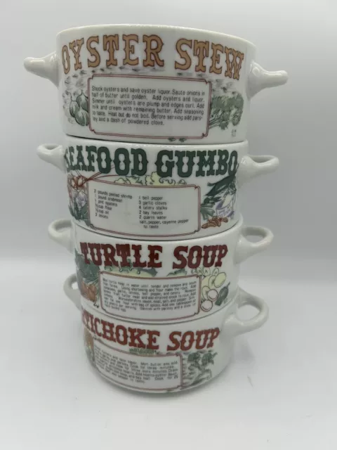 Set of 4 Vintage Ljungberg Collection Soup Bowls Recipes