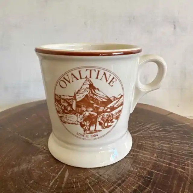 OVALTINE Vintage BUNTINGWARE Cream & Brown Coffee Tea Mug Cup Retro Classic