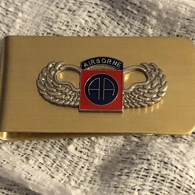 US Army 82nd Airborne Division Gold Metal Money Clip Wings