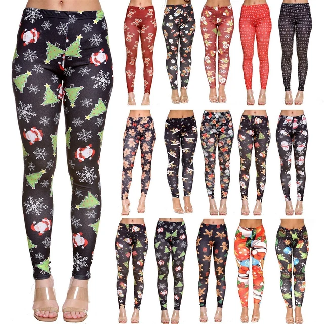 Leggings Natale Bambini Adolescenti Renne Stampa Babbo Natale Pantaloni Elasticizzati
