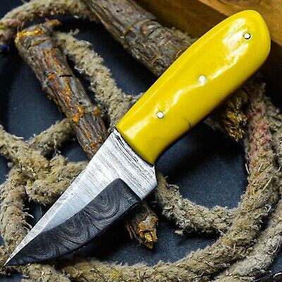AB Knives Custom Handmade Damascus Steel Blade Hunting Knife Resin Handle 1040