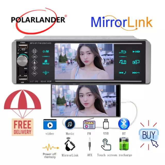 1 Din 4 " Car Radio Bluetooth FM/USB Android Pantalla Sapacitive Voz inteligente