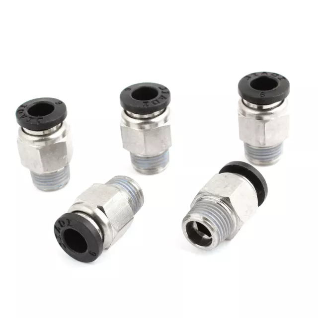 5pcs Conector de 9,5mm 1/8" Pt Rosca Macho 6mm Acoplamiento de Enchufe Empuje