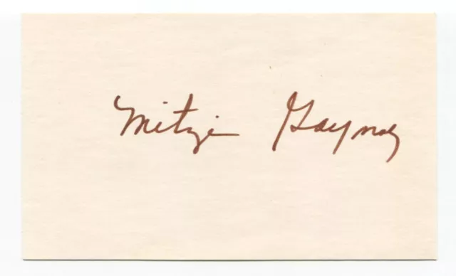 Mitzi Gaynor Signed 3x5 Index Card Autographed Actress