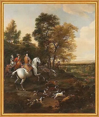 Hasenjagd Hare Hunting Jan Wyck Pferd Reiter Jagd Tiere Hunde B A1 00136