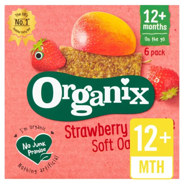 Organix Strawberry Organic Soft Oaty Bars, 12 mths+  6 x 30g | Pack of 2