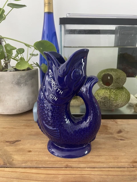 Porcelain Fish Vase - Blue Grey - Gluggle Jug - Fish Decor - View #12