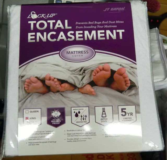 JT Eaton Lock-Up Total Encasement Bed Bug Protection KING Mattress up to 18 High