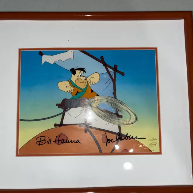 Framed Hanna Barbera Hand Signed Flintstones Ltd Ed Cel "Holly-Rock-A-Bye-Baby"