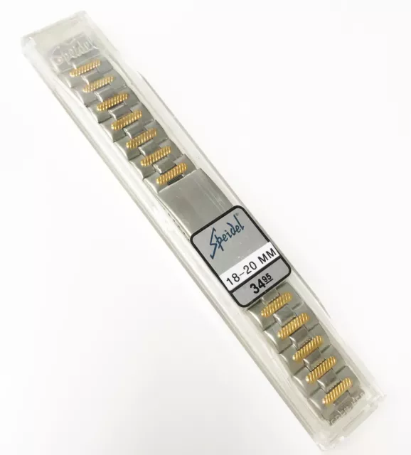 Speidel New 18-20MM Two-Tone Silver Gold Stainless Steel Buckle Band Watch Band