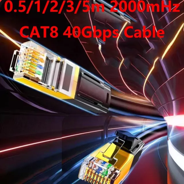 0.5/1/2/3/5m Câble Ethernet Cat8 40Gbps Cordon LAN Câble de réseau Internet