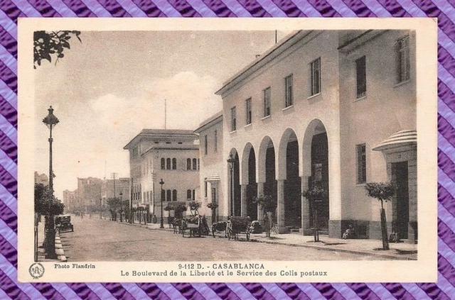 CPA MAROC- CASABLANCA le boulevard de la liberté et le parcel service postal