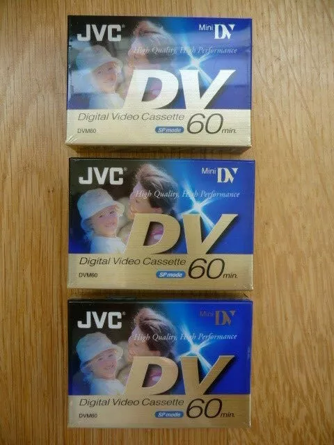 New & Sealed 3 x JVC Mini DV 60min Digital Video Cassettes DVM60