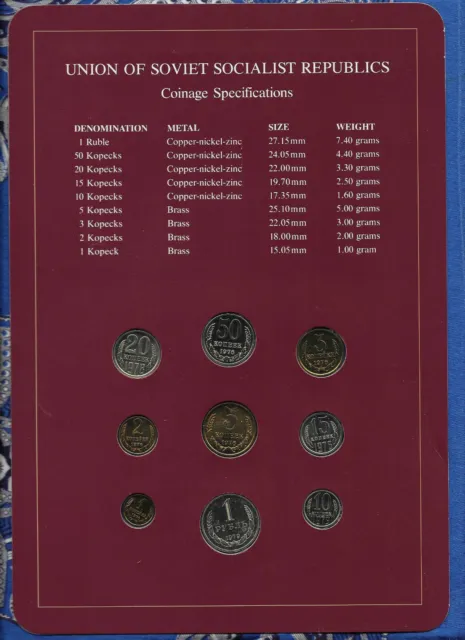 Coin Sets of All Nations USSR Russia 1976-1979 1,2,3,5,10,15,50 Kopeck 1976 UNC 2