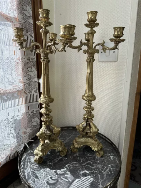 Paire De Candélabres En Bronze Flambeaux 49 Cm - Napoléon iii