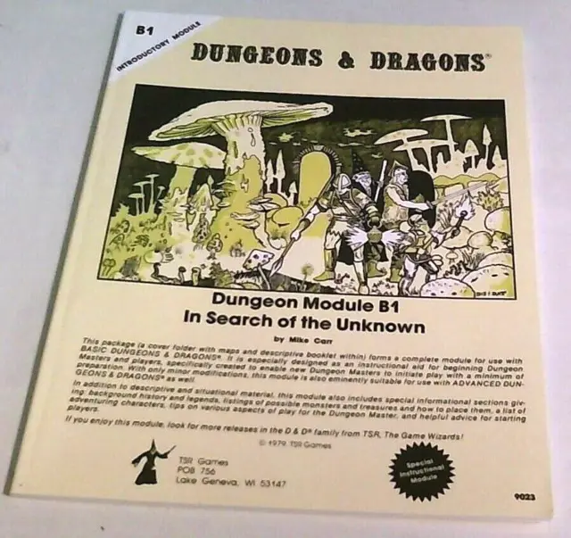 B1 In Search of the Unknown D&D TSR 9023 WOTC NEW Reprint mono adventure module