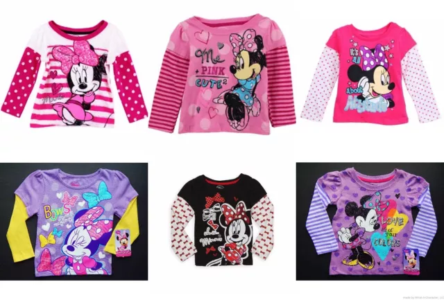 MINNIE MOUSE DISNEY funkelndes Langarmshirt neu mit Etikett Kleinkinder Größe 2T, 3T oder 4T