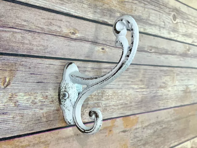 1 Cast Iron Hooks Rustic Antique Shabby Chic Wall Coat Bag Purse Double Hooks