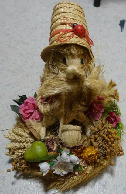 Herbst-DEKO Ährenkranz Zwerg Erntefest NATUR-Material gebastelt Kirmes Strohfigu