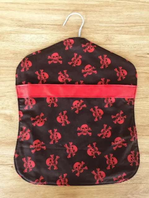 LARGE PEG BAG WITH HANGER - Fully Lined - Black / Red Skull X Bone*HandMade UK*