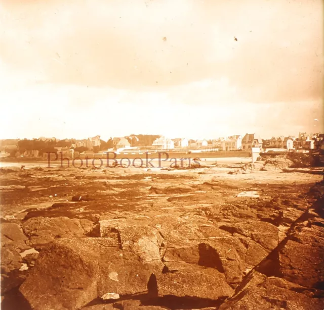 FRANCE Concarneau c1920 Photo Plaque de verre Stereo Vintage V17T14n