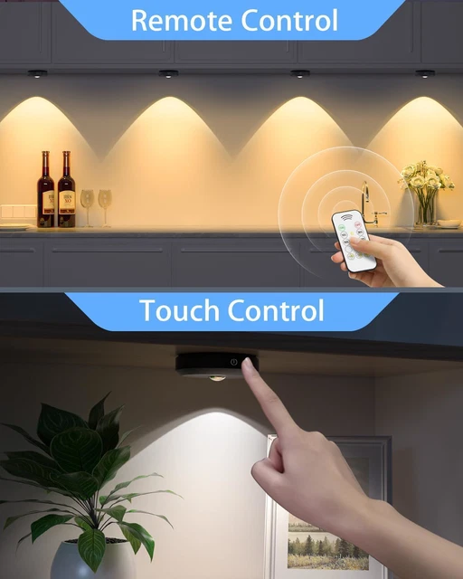 WILLED UNDER Kitchen Lights Rechargeable, LED Puck Lights with