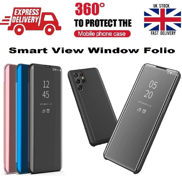 Case For Samsung Galaxy S22 S23 Ultra Plus View Mirror Leather Flip Stand Cover