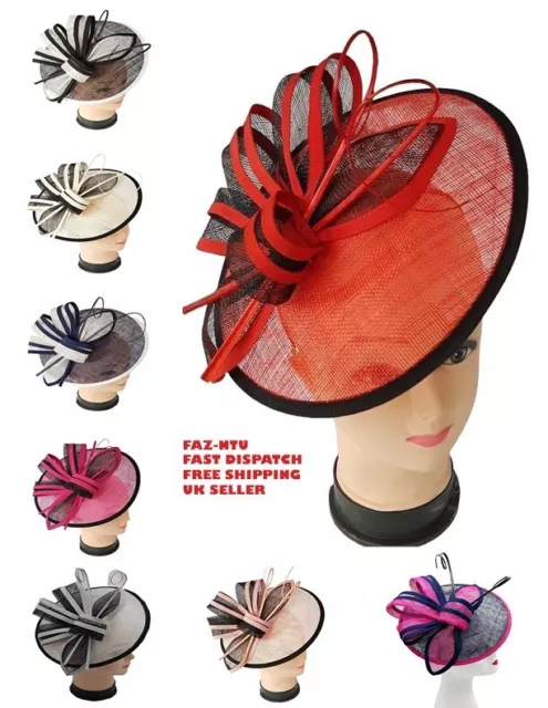 Women's Fascinator Headband Clip Round Hat Weddings Ladies Day Races Royal Ascot